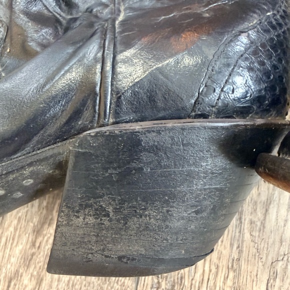 Vintage Larry Mahan 1970’s Black Python Leather Cowboy Boots Size 6.5 - Picture 10 of 10
